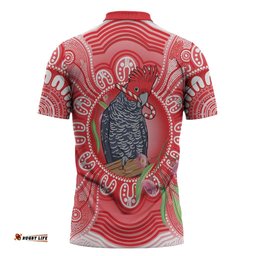 Australia Gang-gang Cockatoo Christmas Zipper Polo Shirt Eucalyptus Blossoms Aboriginal Merry Xmas LT14