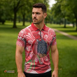 Australia Gang-gang Cockatoo Christmas Zipper Polo Shirt Eucalyptus Blossoms Aboriginal Merry Xmas LT14