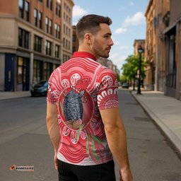 Australia Gang-gang Cockatoo Christmas Zipper Polo Shirt Eucalyptus Blossoms Aboriginal Merry Xmas LT14