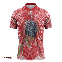 Australia Gang-gang Cockatoo Christmas Zipper Polo Shirt Eucalyptus Blossoms Aboriginal Merry Xmas LT14