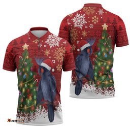 Australia Palm Cockatoo Christmas Zipper Polo Shirt Goliath Cockatoo Santa Merry Chrissie LT14
