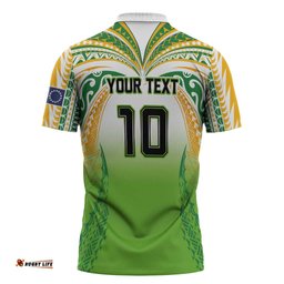Custom Cook Islands Rugby League Zipper Polo Shirt Avaiki Tatau Tribal Motifs White Color LT03