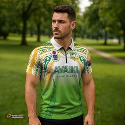 Custom Cook Islands Rugby League Zipper Polo Shirt Avaiki Tatau Tribal Motifs White Color LT03