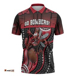 Custom Essendon Go Bombers Zipper Polo Shirt Don The Sash DT05