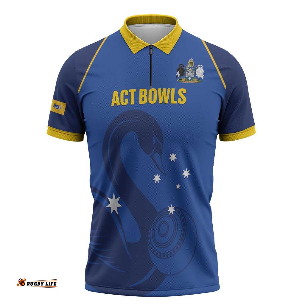 Custom ACT Bowls Australia Zipper Polo Shirt Go Australian Capital Territory Swan LT14