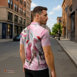 Australia Funny Pink Galah Christmas Zipper Polo Shirt Aboriginal Eucalyptus Blossoms Watercolor LT14