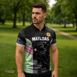 Custom Australia Matildas 2026 Zipper Polo Shirt Come On Aussie Grunge Style LT14
