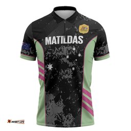 Custom Australia Matildas 2026 Zipper Polo Shirt Come On Aussie Grunge Style LT14