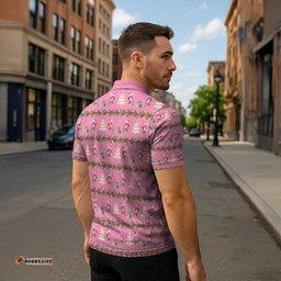 Australia Pink Galah Christmas Zipper Polo Shirt Eolophus Roseicapilla Bottlebrush Seamless LT14