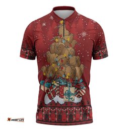 Funny Kiwi Bird Xmas Tree Zipper Polo Shirt New Zealand Tribal Christmas Spirit LT9