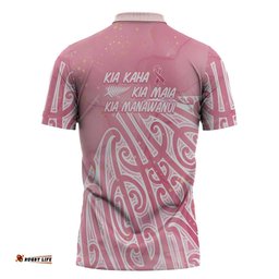 Breast Cancer Awareness Maori Zipper Polo Shirt Kia Kaha Kia Maia Kia Manawanui LT7