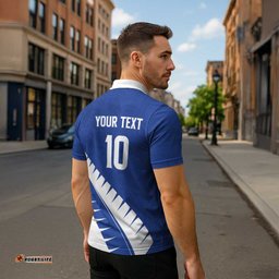 Custom New Zealand Cricket Zipper Polo Shirt Kiwi Birds Haka Dance Blue Fern Sporty Style LT03