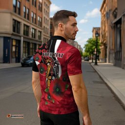 Essendon Bombers ANZAC Personalised Zipper Polo Shirt Lest We Forget Poppy Camo LT9