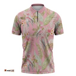 Australia Galah Cockatoo Zipper Polo Shirt Eolophus Soseicapilla Couple Seamless Style LT14
