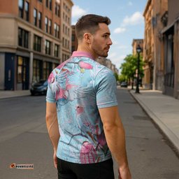 Galah Birds Australia Baby Blue & Pink Zipper Polo Shirt LT7