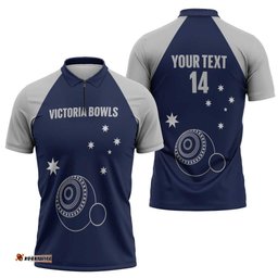 Custom Victoria Bowls Australia Zipper Polo Shirt Go Champions Garden State LT14