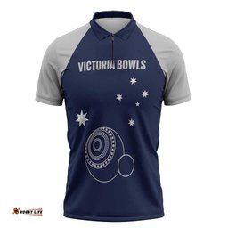 Custom Victoria Bowls Australia Zipper Polo Shirt Go Champions Garden State LT14
