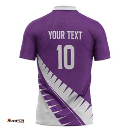 Custom New Zealand Cricket Zipper Polo Shirt Kiwi Birds Haka Dance Purple Fern Sporty Style LT03