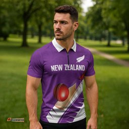 Custom New Zealand Cricket Zipper Polo Shirt Kiwi Birds Haka Dance Purple Fern Sporty Style LT03