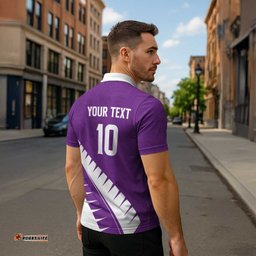 Custom New Zealand Cricket Zipper Polo Shirt Kiwi Birds Haka Dance Purple Fern Sporty Style LT03