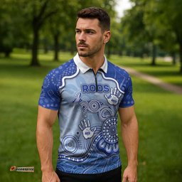 Custom Roos Football Zipper Polo Shirt Aboriginal Dot Art Pattern DT05
