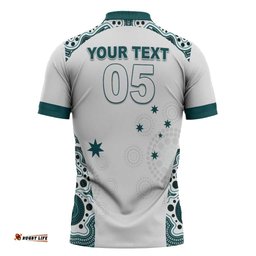 Custom Australia Rugby 2026 Zipper Polo Shirt Go Wallabies Aboriginal Pattern White Version LT05