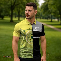 Custom Cricket AUNZ Spirit Zipper Polo Shirt Aussie New Zealand Retro Edition LT9