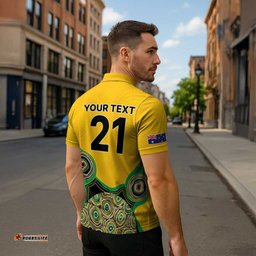 Custom Australia Cricket Spirit 2026 Zipper Polo Shirt World T20 Edition - Gold Aboriginal LT9