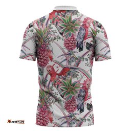 Australia Pink Galah Zipper Polo Shirt Rose-breasted Cockatoo Pineapple Seamless Vibes LT14