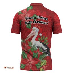 Australian Pelican Zipper Polo Shirt Aboriginal Inspired Christmas LT9