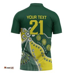 Custom Cricket Aussie Pride Zipper Polo Shirt Indigenous Inspired LT9