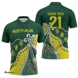 Custom Cricket Aussie Pride Zipper Polo Shirt Indigenous Inspired LT9