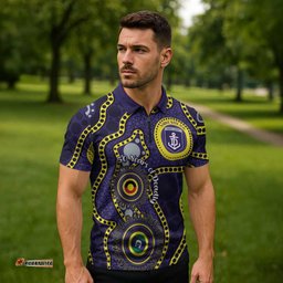 Dockers NAIDOC Week 2026 Personalised Zipper Polo Shirt 50 Years of Deadly Aboriginal Art LT14