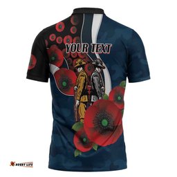 Carlton Blues ANZAC Personalised Zipper Polo Shirt Lest We Forget Poppy Camo LT9