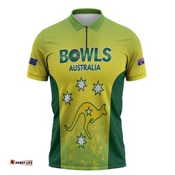 Australian Kangaroo Lawn Bowls Custom Zipper Polo Shirt Aussie Minimalist Style LT9