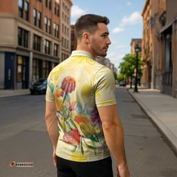 Birds and Floral Aussie Lorikeet Zipper Polo Shirt Pastel Yellow LT7