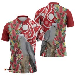 Blue Galah Mutation Christmas Australia Zipper Polo Shirt Falalalala Galalah Bottlebrush Red Aboriginal Art LT14