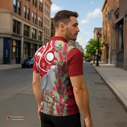 Blue Galah Mutation Christmas Australia Zipper Polo Shirt Falalalala Galalah Bottlebrush Red Aboriginal Art LT14