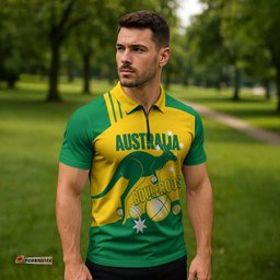 Custom Australia Petanque Zipper Polo Shirt Aussie Kangaroo Bouleroos National Color LT14