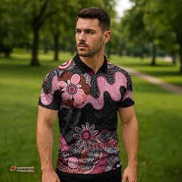 Australia NAIDOC Week 2026 Zipper Polo Shirt Aboriginal Contemporary Art LT7