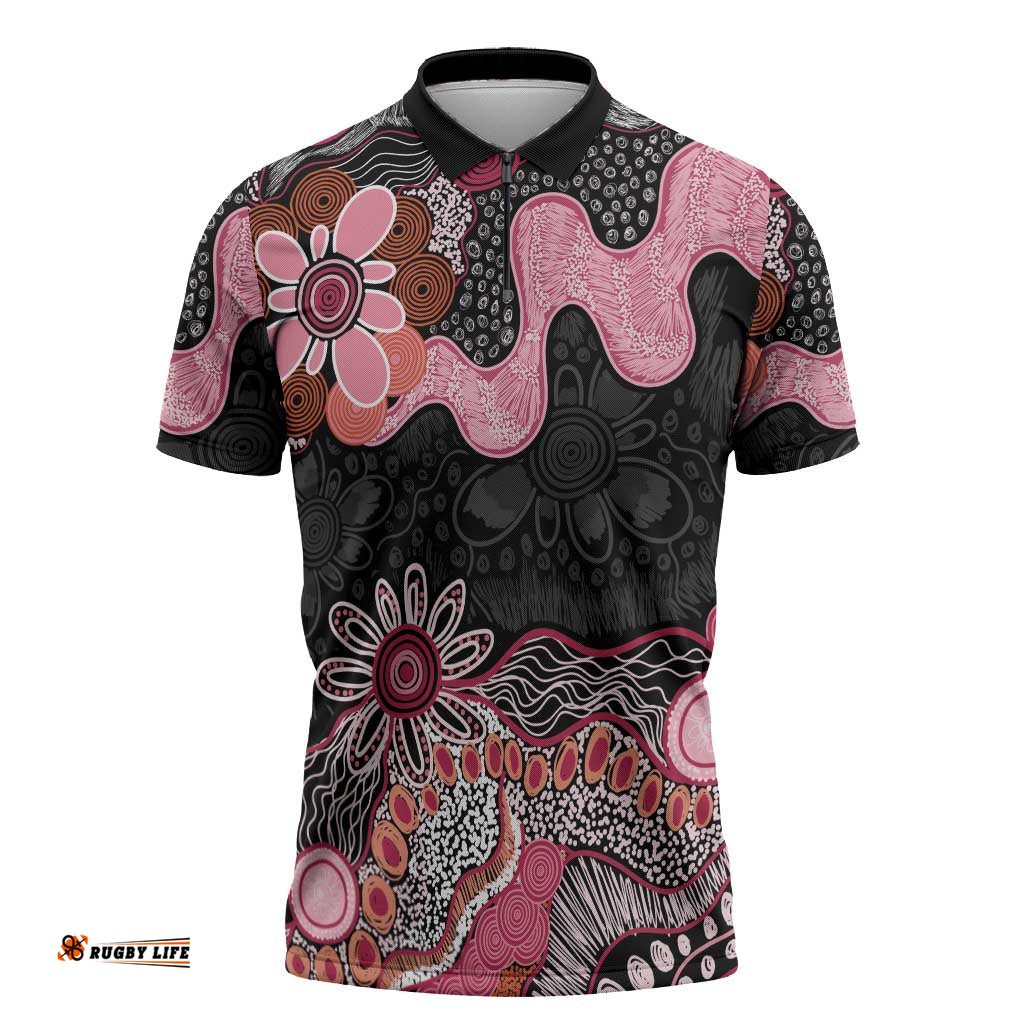Australia NAIDOC Week 2026 Zipper Polo Shirt Aboriginal Contemporary Art LT7
