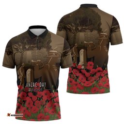 Australia - New Zealand ANZAC Lone Pine Zipper Polo Shirt The Last Post LT7