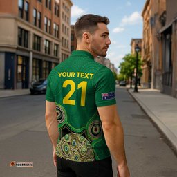 Custom Australia Cricket Spirit 2026 Zipper Polo Shirt World T20 Edition - Green Aboriginal LT9