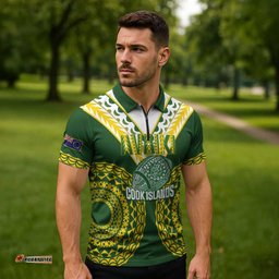 Custom Avaiki Cook Islands Rugby Zipper Polo Shirt Kuki Airani Tatau Green LT14