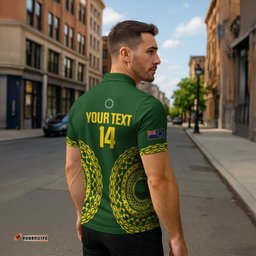 Custom Avaiki Cook Islands Rugby Zipper Polo Shirt Kuki Airani Tatau Green LT14