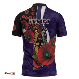 Fremantle Dockers ANZAC Personalised Zipper Polo Shirt Lest We Forget Poppy Camo LT9