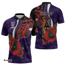 Fremantle Dockers ANZAC Personalised Zipper Polo Shirt Lest We Forget Poppy Camo LT9