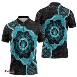 Australia Ovarian Cancer Awareness Zipper Polo Shirt Brave Strong Teal Ribbon Aboriginal Art LT14