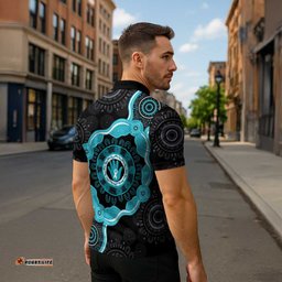 Australia Ovarian Cancer Awareness Zipper Polo Shirt Brave Strong Teal Ribbon Aboriginal Art LT14
