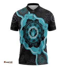 Australia Ovarian Cancer Awareness Zipper Polo Shirt Brave Strong Teal Ribbon Aboriginal Art LT14